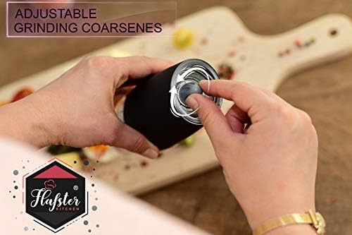 Gravity Salt Pepper Grinder Set - Adjustable Coarseness and LED Light