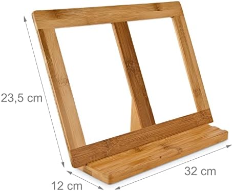 Relaxdays Bamboo Cookbook Stand Natural Brown