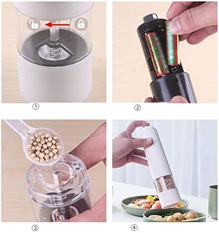 Refillable Pepper Mill with LED Light Salt Shaker Set