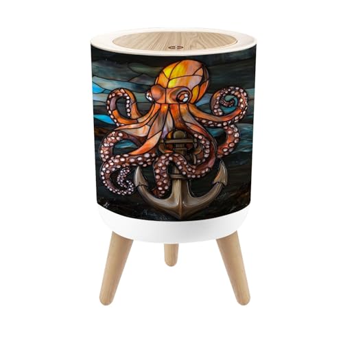 Vintage Stained Glass Octopus Trash Can 18 Gallon