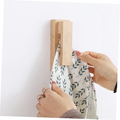 Alipis 4pcs Solid Wood Towel Hooks Wall Mount Decorative Hangers