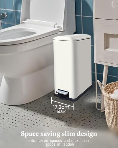 Stainless Steel 10L Trash Can with Lid for Bathroom and Kitchen