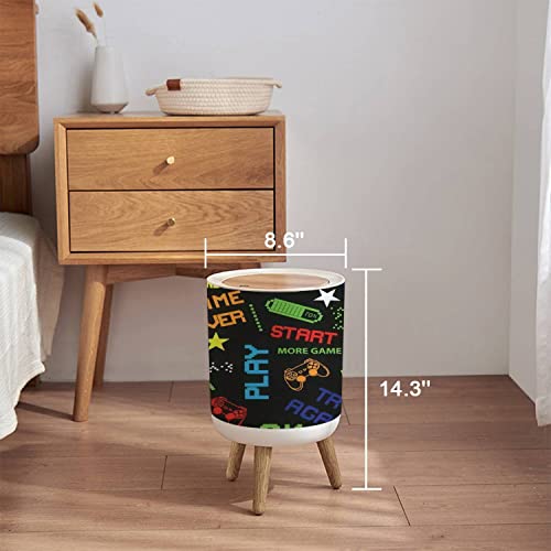 Trash Can with Lid 7L Pixel Game Style for Boys