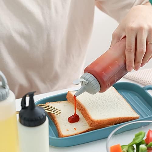 Duiaynke 4 Pack Condiment Squeeze Bottles with Leakproof Lid and Precision Tip