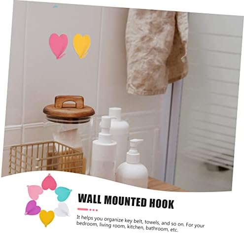 Homoyoyo 12pcs Heart Shaped Wall Hooks - Adhesive Key Coat Hangers for Home