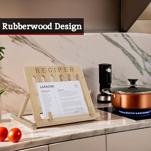 Premier Rubberwood Book Stand for Kitchen Desk