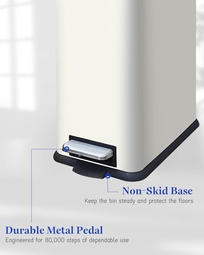Stainless Steel 10L Trash Can with Lid for Bathroom and Kitchen