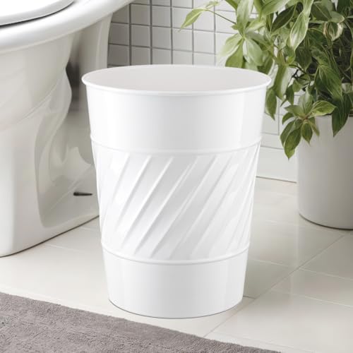 Monarch Abode White Wave Embossed Metal Trash Can 1