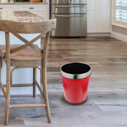 Ciieeo Leather Trash Bin Retro Style 5L Black