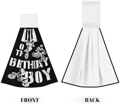Birthday Boy Motocross Dirt Bikes Dish Cloths with Hook Loop