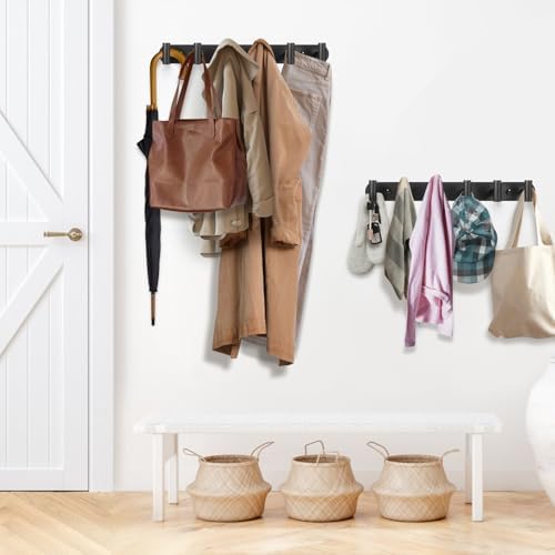 Topspeeder 2 Pcs Wall Mount Coat Rack with 6 Hooks