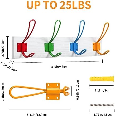 KYSMOTIC Kids Multicolored Coat Hook Rack Wall Mount