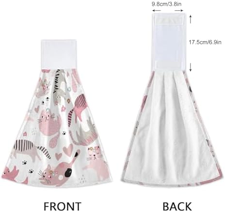 OTVEE Cute Girl Cat Pattern Dish Towels 2 Pieces 1