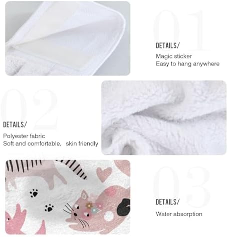 OTVEE Cute Girl Cat Pattern Dish Towels 2 Pieces 1