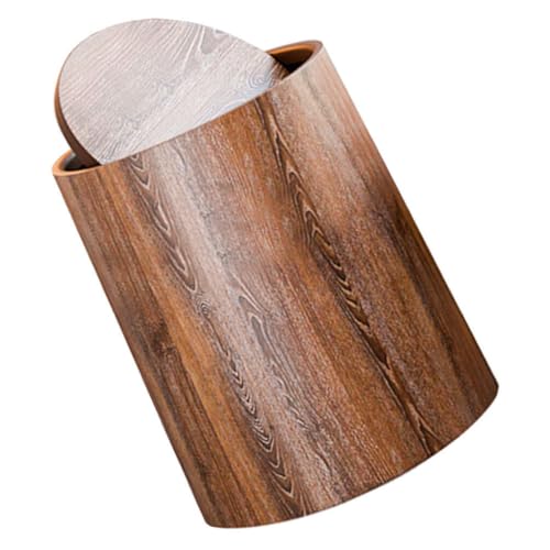 HOLIDYOYO Imitation Wood Grain Flip Lid Waste Bin