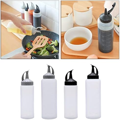 Duiaynke 4 Pack Condiment Squeeze Bottles with Leakproof Lid and Precision Tip