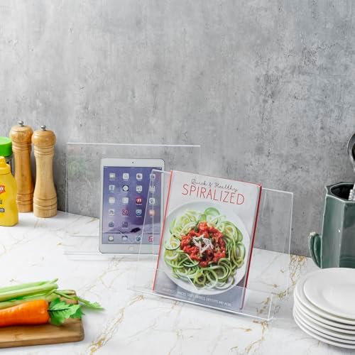 MyGift Modern 4 mm Clear Acrylic Cookbook Holder Set of 2 1