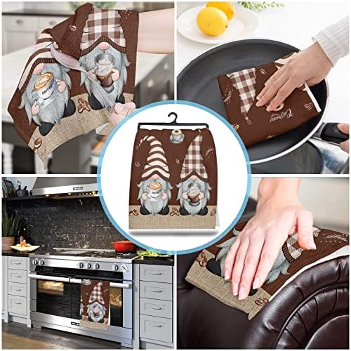 ZOE GARDEN Brown Gnome Kitchen Towels 2 Pack