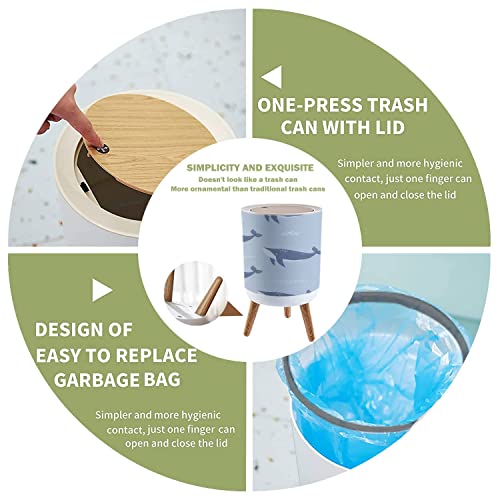 Cute Whale Trash Can with Lid 7L18 Gallon 1