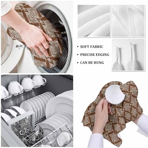 ZOE GARDEN Geometric Brown Dish Towels 4-PC Set