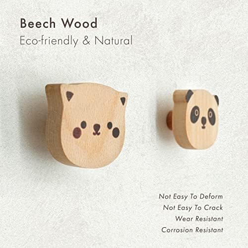 WONQEXZ Set of 5 Wooden Animal Wall Hooks