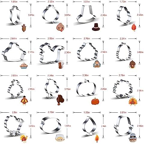 IPUDIS 16pc Stainless Steel Cookie Cutter Set with 10 Gold Cake Pads