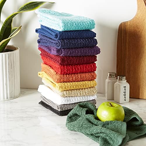 DII Basic Terry Waffle Dish Towel Set 4 Piece Mustard