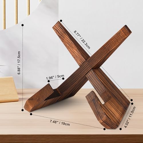 KLEVERISE 2 Set Wooden Cookbook Stands Dark Brown