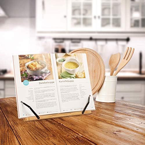 Relaxdays Bamboo Adjustable Cookbook Stand 1