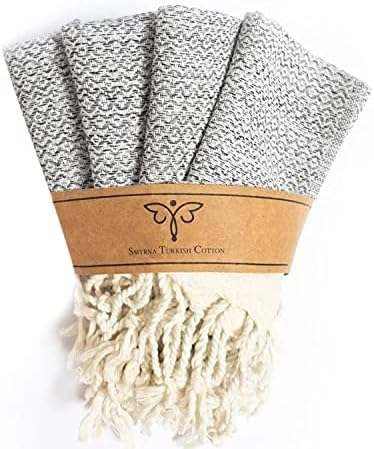SMYRNA Turkish Cotton Dish Towels Pack of 4 12x12 Inch Gray