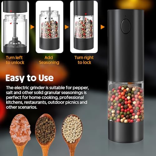 Electric Salt Pepper Grinder Set with LED Light