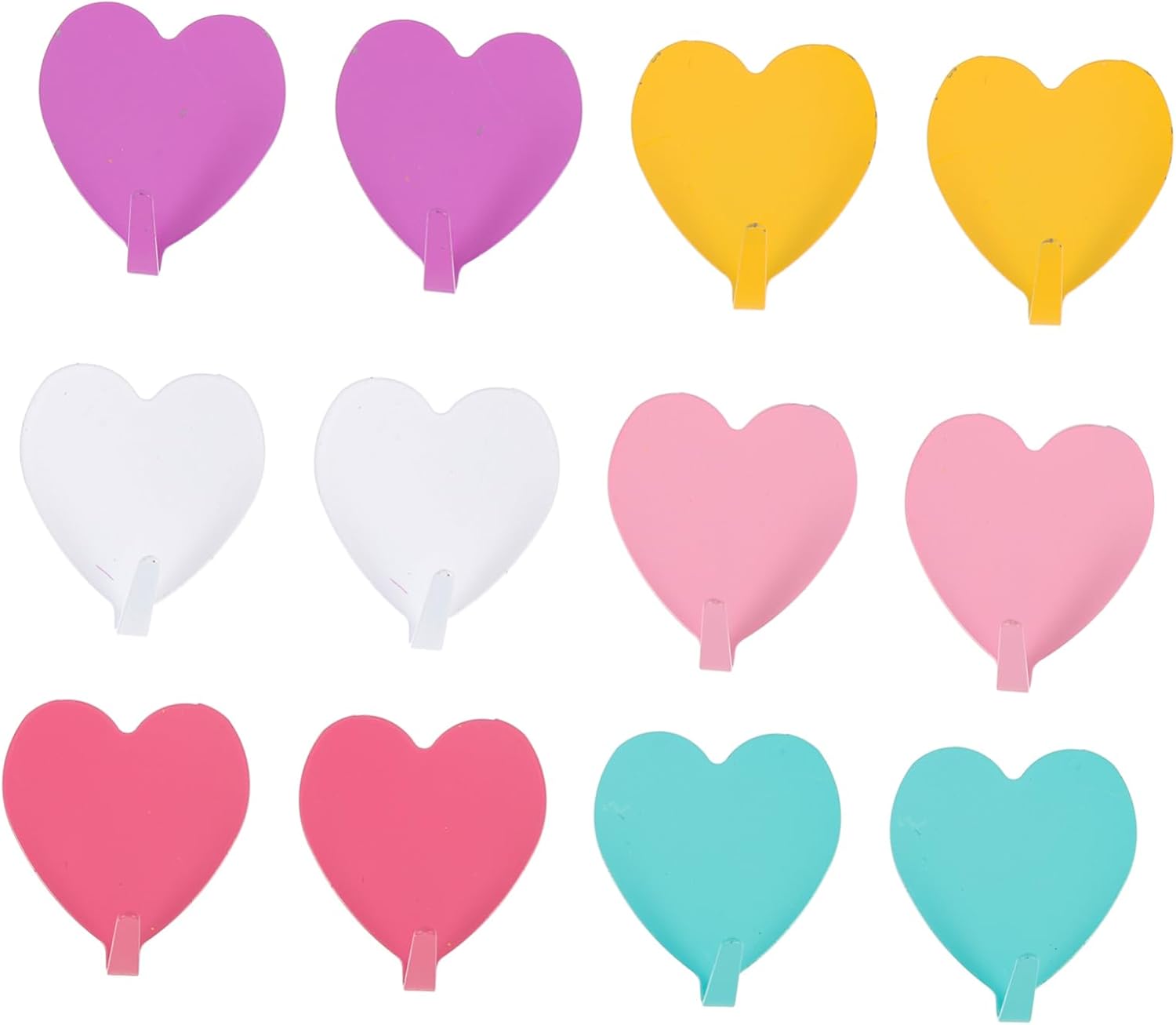 Homoyoyo 12pcs Heart Shaped Wall Hooks - Adhesive Key Coat Hangers for Home