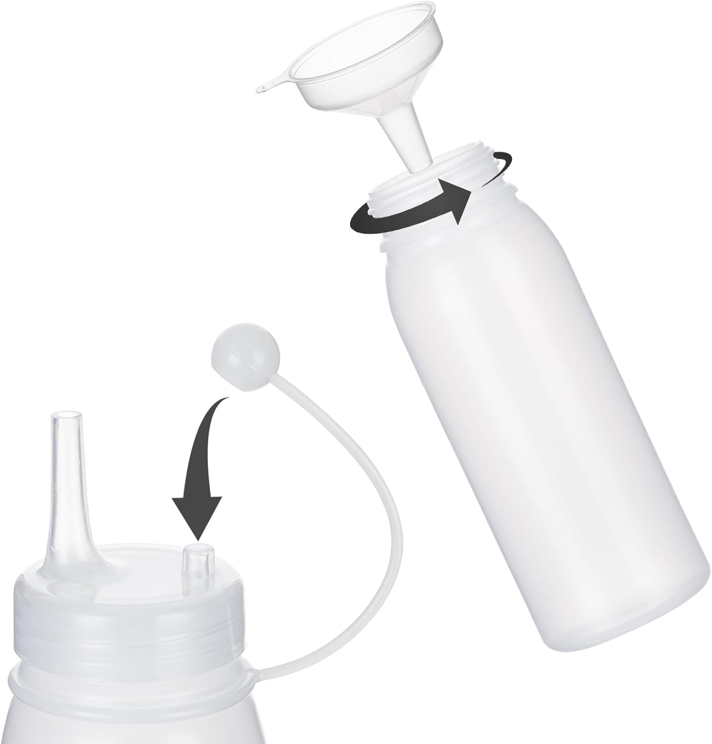 Uceoo Condiment Squeeze Bottles 2 Pack with 2 Funnels