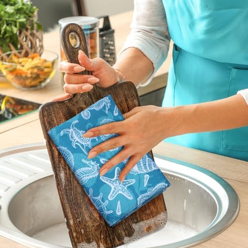 Leinuosen Ocean Pattern Dish Towels and Oven Mitts Set