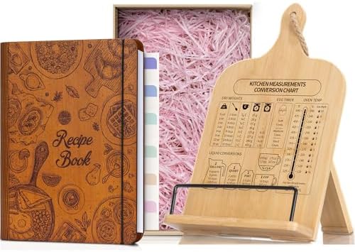 Bamboo Cookbook Stand with Blank Recipe Book