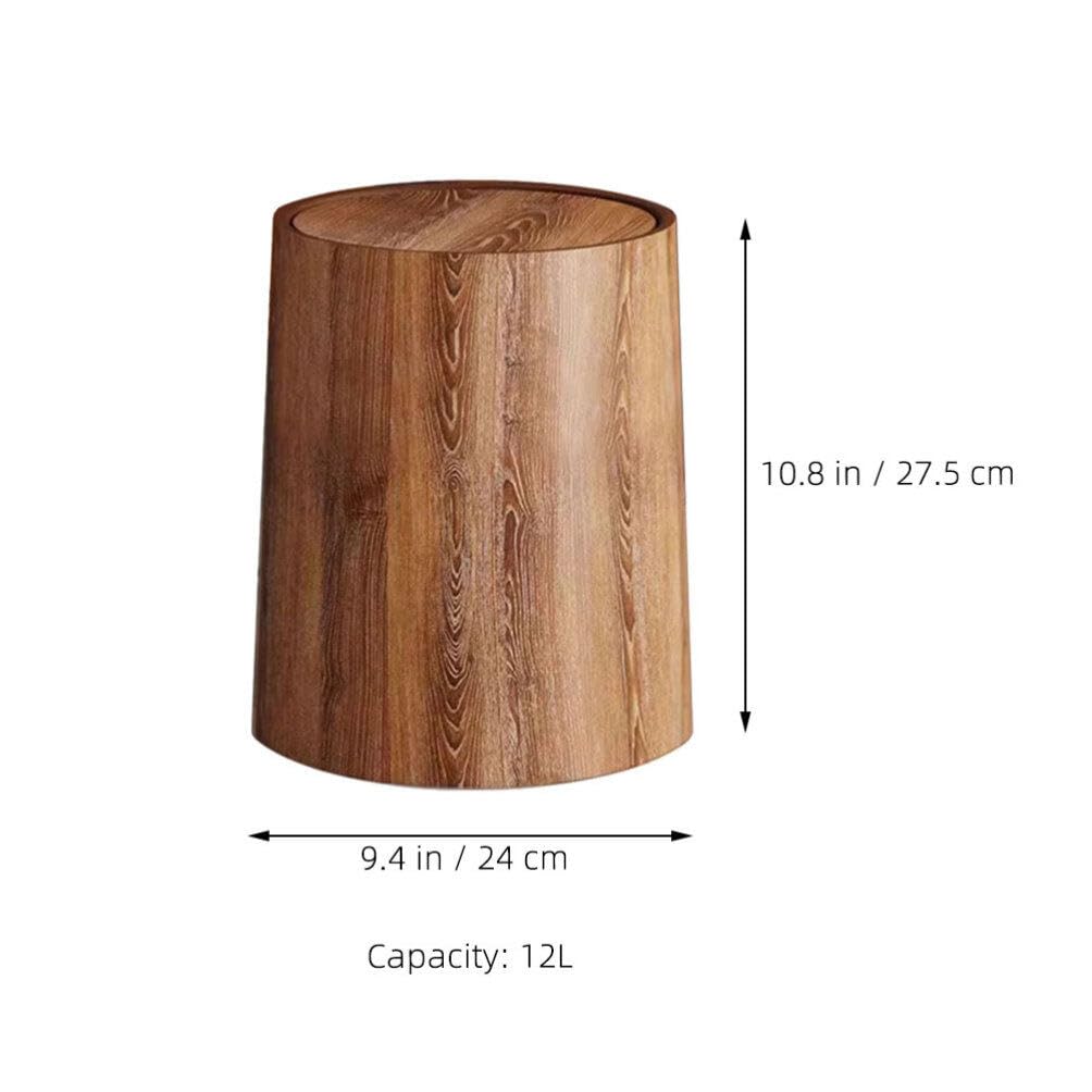 HOLIDYOYO Imitation Wood Grain Flip Lid Waste Bin