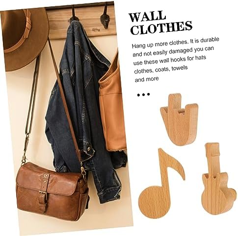 3Pcs ULTECHNOVO Wood Wall Hooks Minimalist Coat Towel Hangers