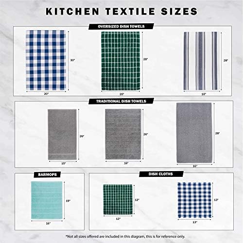 DII Heavy Duty Dish Cloths 4 Pack Cotton 13x13 Gingham Check