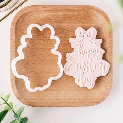 JOONOR Happy Easter Cookie Cutter with Embosser Mold Set 1