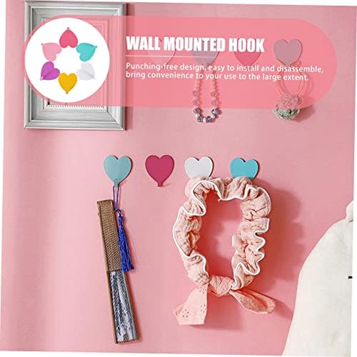 Homoyoyo 12pcs Heart Shaped Wall Hooks - Adhesive Key Coat Hangers for Home