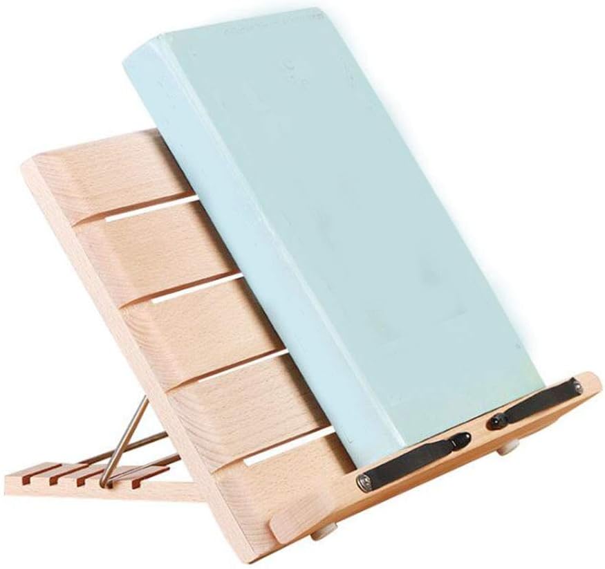 Adjustable Wood Book Stand for Reading and Cooking