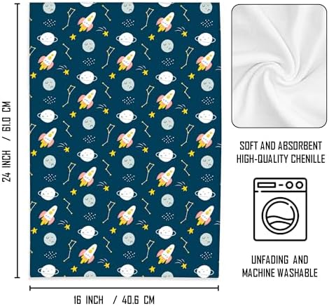 WFSM Outer Space Rocket Decorative Towels 16x24 Inches 1