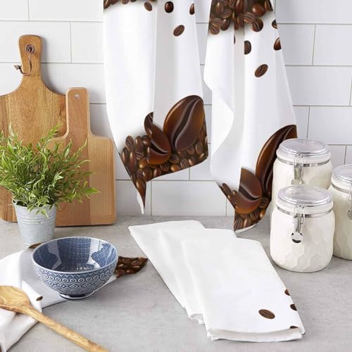 ZOE GARDEN Retro Coffee Dish Towels 4-Pack Brown White 18x28