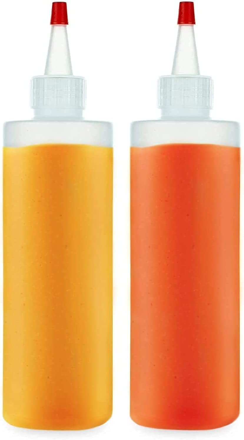 BRIGHTFROM 16 OZ Squeeze Bottles 4 Pack BPA Free Red Top Condiment Containers