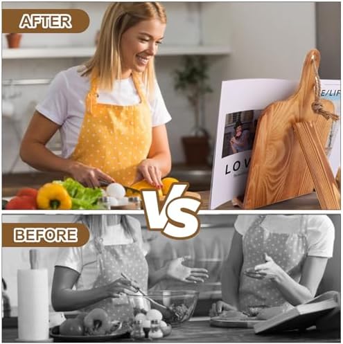 2 Pack Wooden Cookbook Stand for Kitchen Counter 1