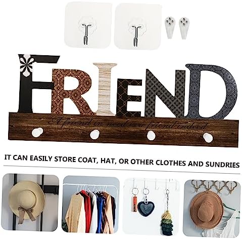 PRETYZOOM 1pc Wooden Wall Storage Hook for Coats Hats Keys
