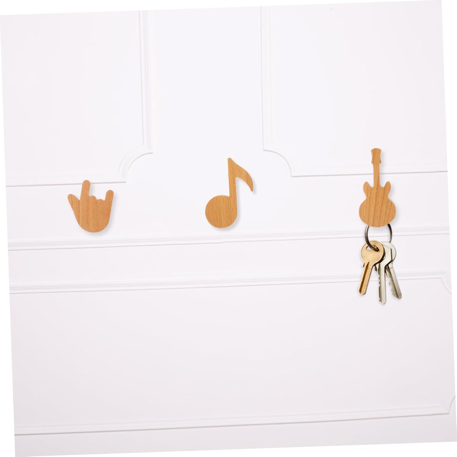 3Pcs Wall Mounted Wood Hooks for Hats Keys and Clothes