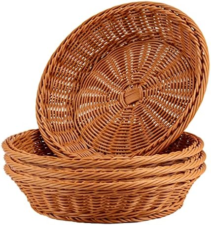 JAPCHET 4 Pack 12 Inch Wicker Bread Baskets