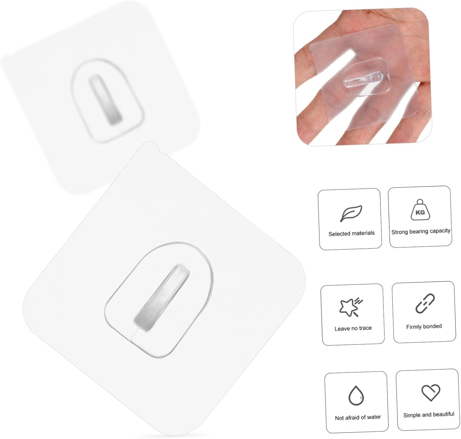 HOMSFOU 30pcs Self-Adhesive Wall Hooks for Kitchen Bathroom Living Room