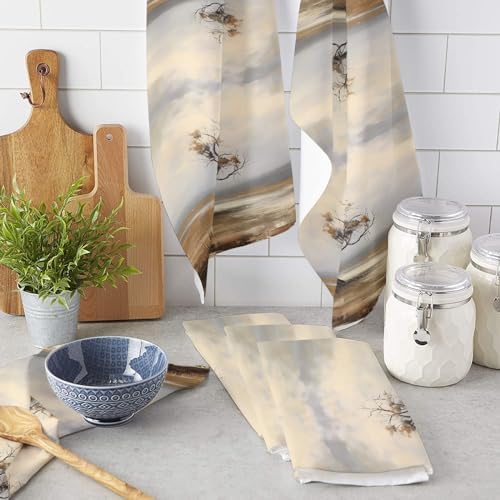 ZOE GARDEN Wild Leaves Dish Towel Set 2-Pack 18x28 Microfiber Kitchen Towels